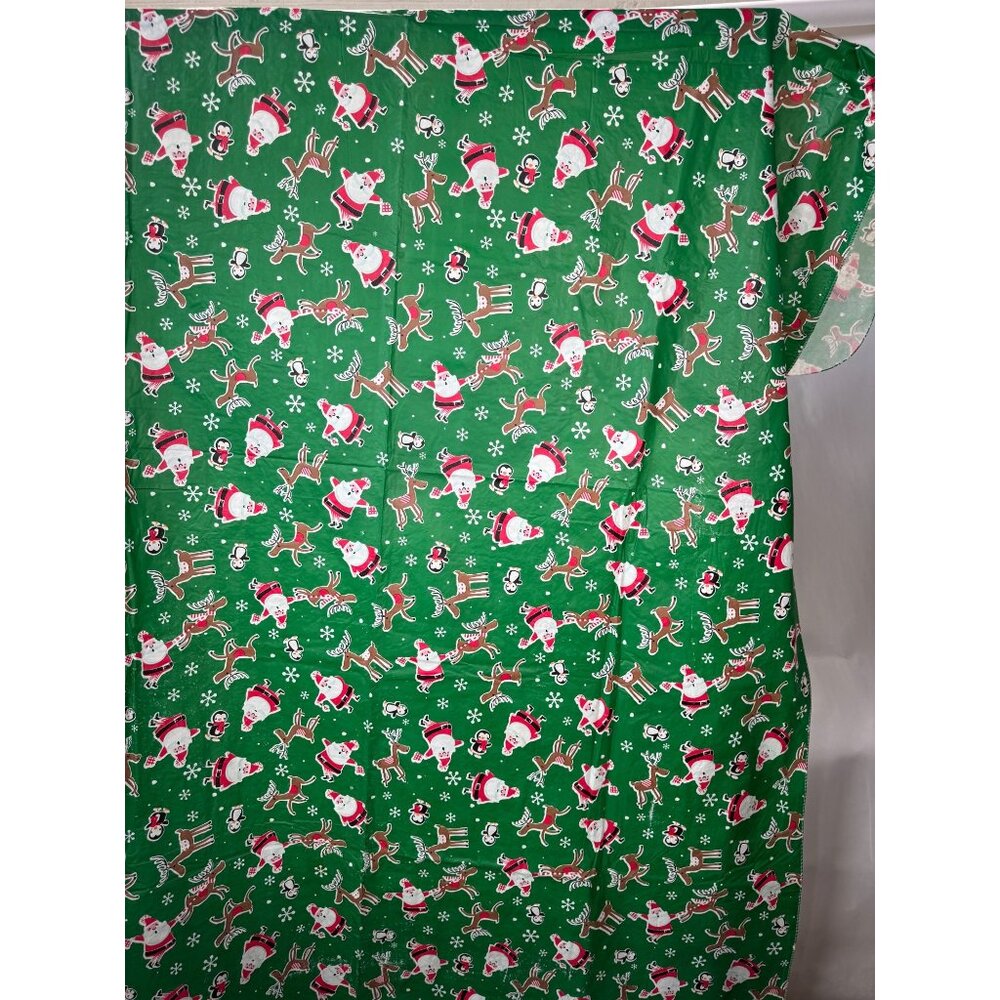 Vintage Christmas Santa & Reindeer Tablecloth